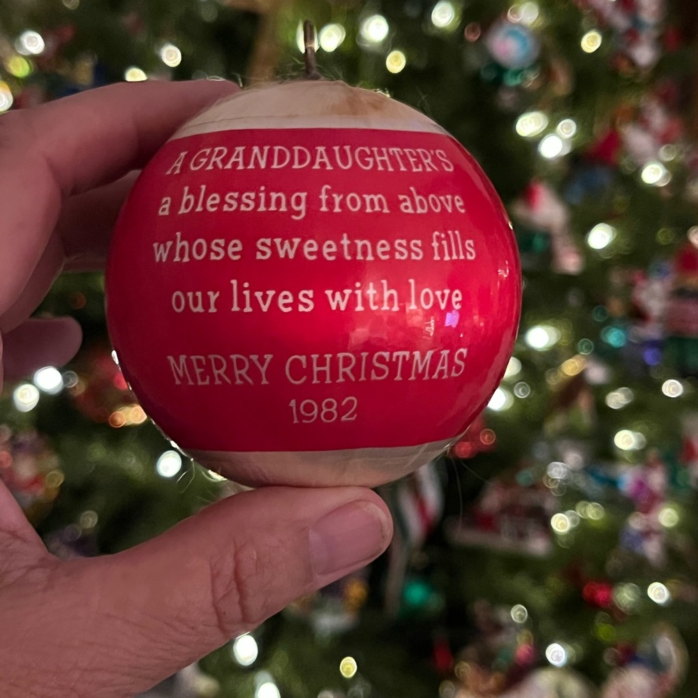 Vintage 1982 Hallmark Satin Ball “Granddaughter” Tree Ornament.